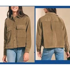 Image of NWOT Faherty Stretch Cord / Corduroy Overshirt, Military Olive