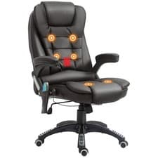 Image of HOMCOM Heated Vibrating Massage Office Chair with Reclining Function, Brown