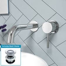 Image of Remy Wall Mounted Curved Spout Basin Mono Mixer Tap & Waste Chrome