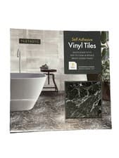 Image of Self Adhesive Marble Vinyl Bathroom Floor Tiles Quick Easy 5 Tiles in Pack DIY