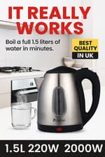 Image of Stainless Steel Electric Kettle 1.5L 220V 2000WFast Boil Jug water Whistling UK