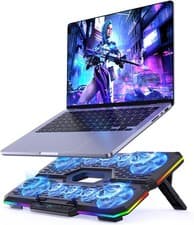 Image of Laptop Cooling Stand, 10 Fans, RGB, Adjustable Height, USB, 12–17"
