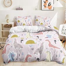 Image of Dinosaur World Cartoon Dino Roaring Boys Gifts Doona Duvet Quilt Cover Bed Set