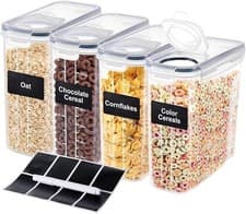 Image of Set of 4 4L Airtight Storage Containers Cereal Food Dry Kitchen Pantry Dispenser