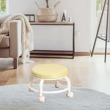 Image of Round Roller Stool Low Height Rolling Stool Comfortable Footrest Small Swivel