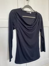 Image of Mint Velvet Navy Blue Drape Long Steeve Top, size 8, New without tags