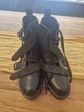 Image of Black UGG Boots Lace and Buckle Women's Size 8