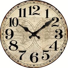 Image of NEW Hemisphere Map Wall Clock - Large Numbers - 12 inch, Silent Quartz Movement