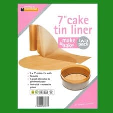 Image of 4x 7" Inch Reusable Non-Stick Beige Cake Tin Liners Make & Bake