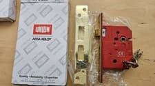 Image of Union 2234E BS 5 Lever Mortice Sashlock 80mm, Brass. NO SCREWS & INSTRUCTIONS