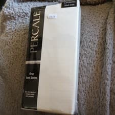 Image of New ivory Percale Super king Fitted Sheet Fine Bed Linen