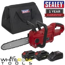 Image of Sealey Cordless Chainsaw 25cm 20V SV20 Series Kit 2 Batteries Charger Canvas Bag