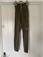 Image of New Adidas Women's Khaki Daily Run Tight Fight 7/8 Style Leggings, UK Size 2XS