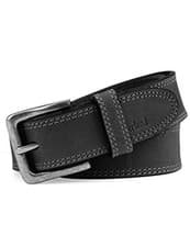 Image of Timberland Men's Classic Leather Jean Belt 1.4 In Wide Black Stitched 46