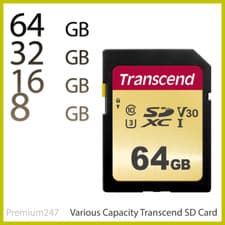 Image of Transcend 8/16/32/64GB SD 500S Memory Card Class 10 V30 Fast With Mlc Flash New