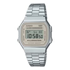 Image of Casio Vintage Silver Stainless Steel Strap Grey Dial Digital Watch A168WA-8AYDF
