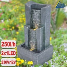 Image of GARDEN WATER FEATURE FOUNTAIN POND CASCADE WITH PUMP AND LED INDOOR/OUTDOOR