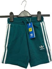 Image of Adidas Kids Shorts 4-5 Years Green White Stripes Elasticated Waist