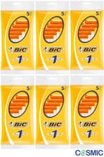 Image of 6 X BIC 1 Sensitive Mens Single Blade Disposable Shaver - 5 Blade