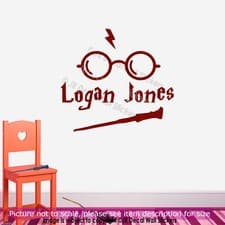 Image of Personalised name sticker, Harry Potter Glass wall sticker, Kids bedroom wall