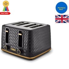 Image of Tower T20061MNB Empire 4-Slice Toaster with Defrost/Reheat, Midnight Black