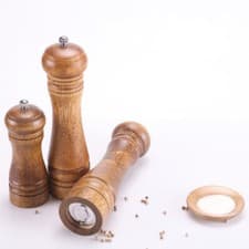 Image of 5" 8" 10" Refillable Oak Wooden Salt Pepper Mill Spice Herb Manual Grinder