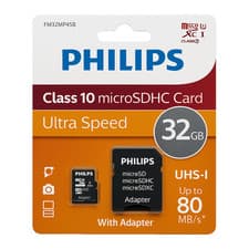 Image of New Philips 32GB Micro SD Memory Card Ultra Speed Class 10 Sdhc SD Adapter SDXC