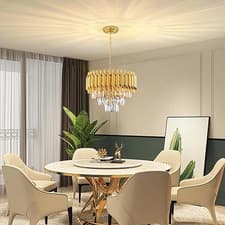 Image of Crystal Chandeliers 5*E14 Gold Ceiling Lights Elegant Pendant Lighting Dimmable