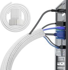 Image of White Cable Tidy Sleeve(Length 10ft, Diameter 1/2 to 1 Inch 