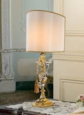 Image of Table lamp brass gold with classic lampshade MS-366