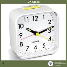 Image of Silent Loud Alarm Clock Easy Read Snooze Nightlight Battery Powered Bedroom
