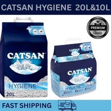 Image of Catsan Hygiene Plus Non Clumping Cat Litter 20L 10L  Odour Control Natural UK