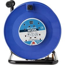 Image of Masterplug Cable Reel 50m 4 Gang 13A Power Extension Lead for DIY Garden Tools