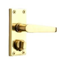 Image of Victorian Straight Lever Privacy Door Handle Polished Brass Pair Designer Levers