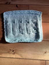 Image of Sweary  Knitting “Ti#s” Organic Cotton Dishcloth In Mint Green