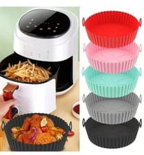 Image of Air Fryer Silicone Round Liner Basket Baking Accessories Reusable Pot Kitchen