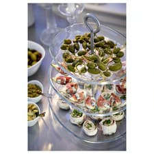 Image of 3 Tier Clear Glass Serving Stand Stainless Steel Cake ,pastry Display Stand