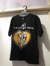 Image of BOYS NIGHTMARE BEFORE CHRISTMAS BLACK SHORT SLEEVED T-SHIRT SIZES 9-11 YEARS