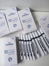Image of 50 x High Quality Black Whiteboard Drywipe Marker Pens Bullet Tip