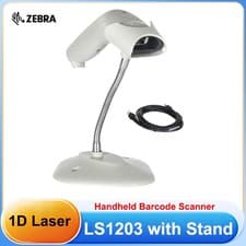 Image of Zebra Symbol LS1203 1D USB Wired Laser Handheld Barcode Scanner with Cable&Stand