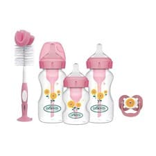 Image of Baby Bottles Set Dr Browns Natural Flow Options Plus Anti Colic Pink 8 Pack