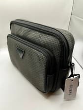 Image of Classic Guess Crossbody Bag in Grey, Embossed Metal Logo New with Tags