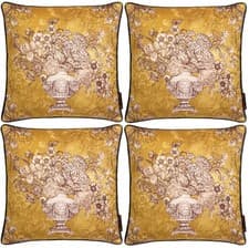 Image of Laurence Llewelyn-Bowen LLB Velvet Floral Scatter Filled Cushion 43x43 Ochre 4pc