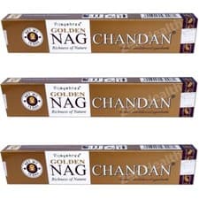 Image of 3 x Golden Sandalwood / Chandan Nag Champa Incense Stick Packs - Vijaysgree