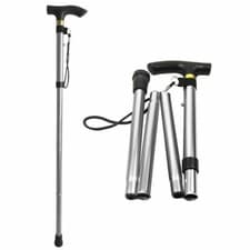 Image of Walking Stick Aluminium Lightweight Easy Folding Metal Non-Slip Adjustable Cane