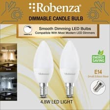 Image of E14 Dimmable Candle LED Light Bulb 4.8W=40W SES Warm White Day Light Lamps