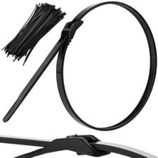 Image of In-Line Low Profile Cable Ties - Black 4.5mm x 280mm | Pack of 100 | Durable