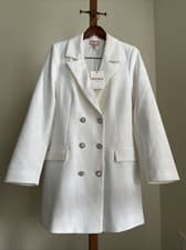 Image of NWT Show Me Your Mumu Weddings Womens L Double Breast Blazer Dress White Suiting