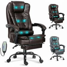 Image of Massage Office Chair Gaming Computer Desk Swivel Recliner Chair Leather Footrest