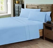 Image of Luxury Plain Flat Bed Sheets, Easy Care Long Lasting Durable Top Linen Bedsheet